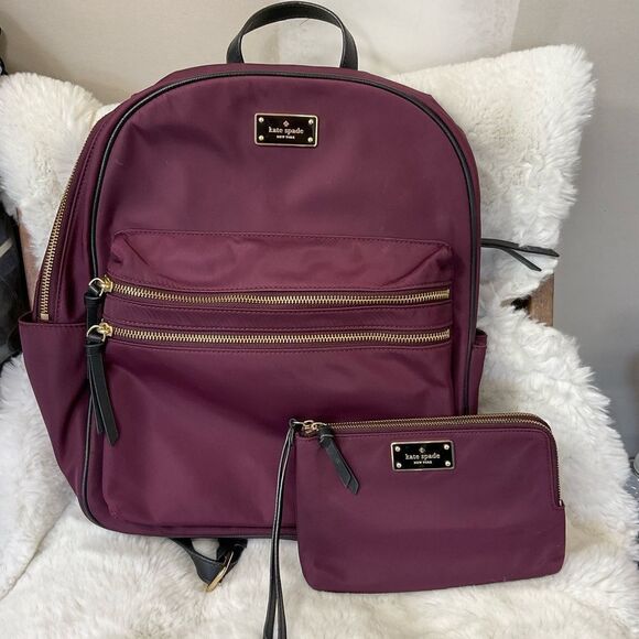 Kate Spade Burgundy Bradley Nylon Backpack with Matching Wallet main image 14